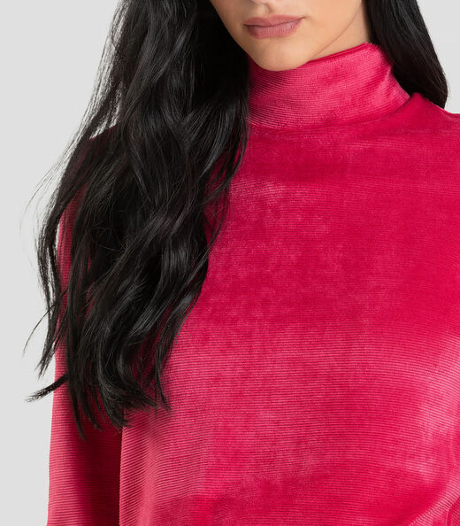 Blusa Feminino Manga Longa Veludo Cotelê Dianna Vermelho