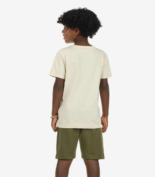 Conjunto Camiseta com Bermuda Masculino Rovi Kids Bege