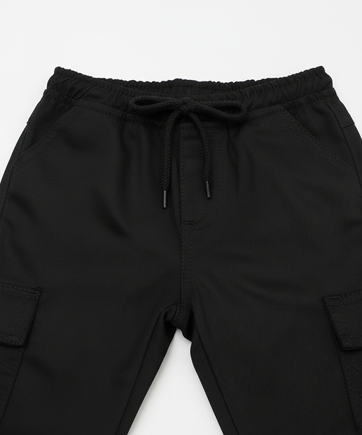 Calça Infantil Jogger Cargo Moletom Marisa Tam 1 a 3 Preta