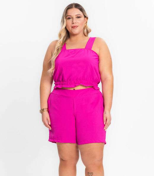 Image_Shorts Feminino Plus Size Crepe Light Secret Glam Rosa