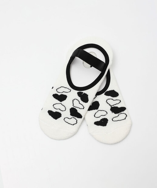 Image_Meia Sapatilha Feminina Antiderrapante Corações Marisa Branco