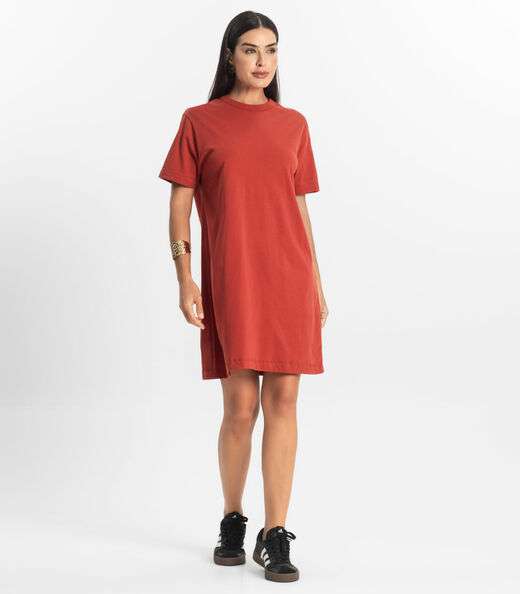 Vestido Básico T-Shirt Feminino Rovitex Vermelho