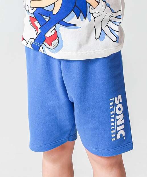 Conjunto Infantil Manga Curta Sonic Tam 4 a 10