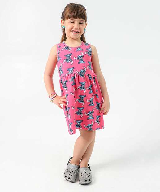 Image_Vestido Infantil Stitch Disney Tam 4 a 10 Rosa