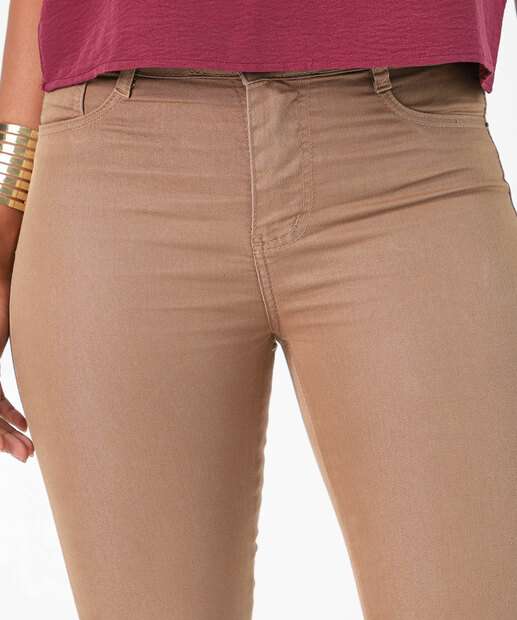 Calça Feminina Sarja Cigarrete Sawary Bege