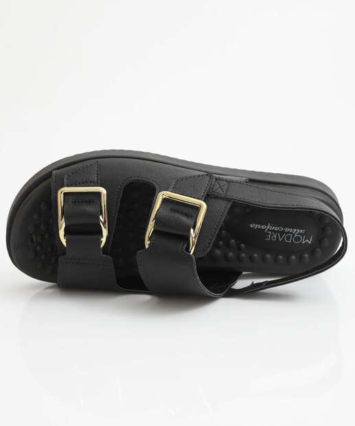 Sandália Flatform Feminina Fivela Modare Preto