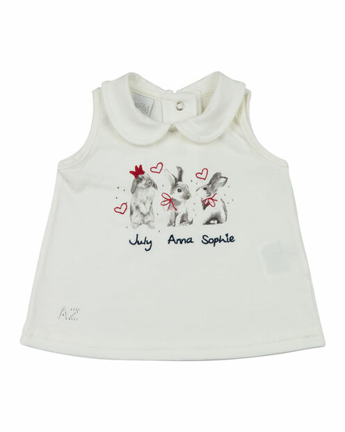 Conjunto Bebê Cotton e Tecido Tarsila Estampa Digital Coelhos - Natural