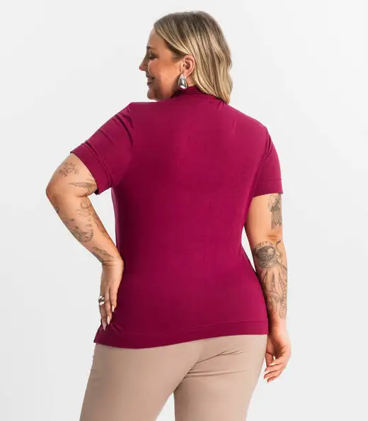 Blusa Gola Alta Feminina Plus Size Secret Glam Vermelho