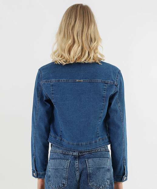 Jaqueta Feminina Jeans Sem Bolso Sawary Azul