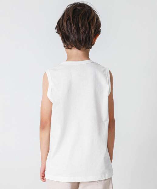 Regata Infantil Estampa Frontal Marisa Tam 4 a 10 Off White