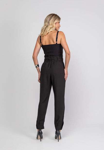 Cropped Alfaiataria Alças Reguláveis Preto Salvatore