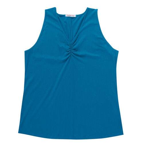 Regata Plus Size Em Ribana Canelada Secret Glam Azul
