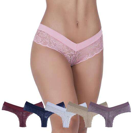 Kit 5 Calcinhas Cinderela Renda e Microfibra Concept Lingerie Multicolorido