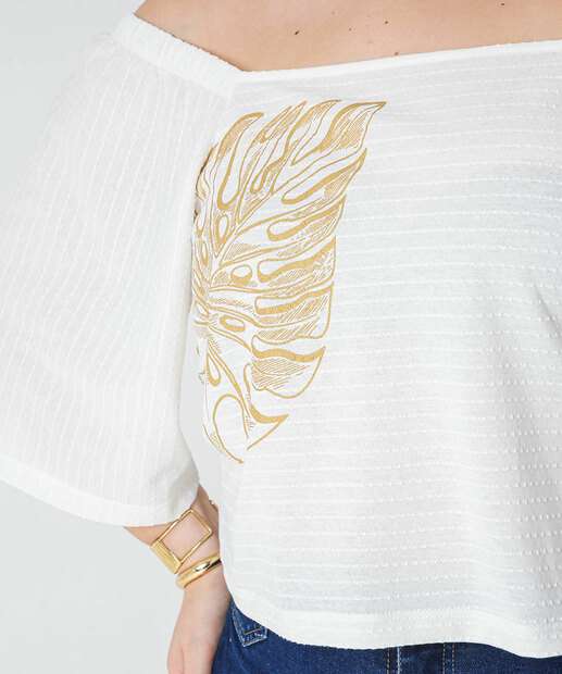 Blusa Ciganinha Plus Size Feminina Marisa Off White