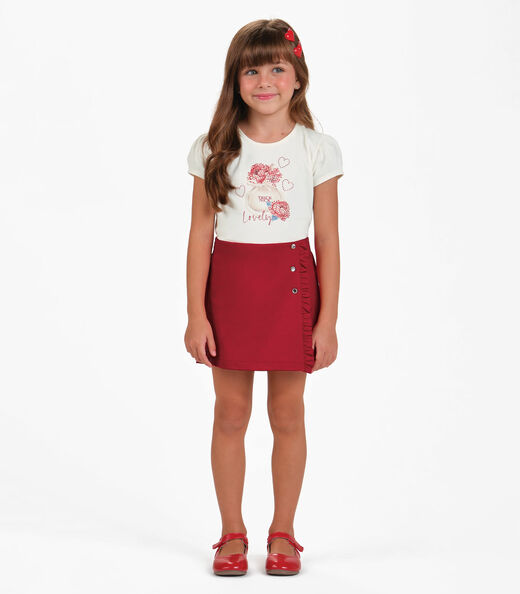 Conjunto Blusa com Shorts Saia Menina Trick Nick Bege