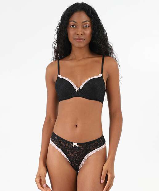 Calcinha Biquíni Renda Marisa Preto