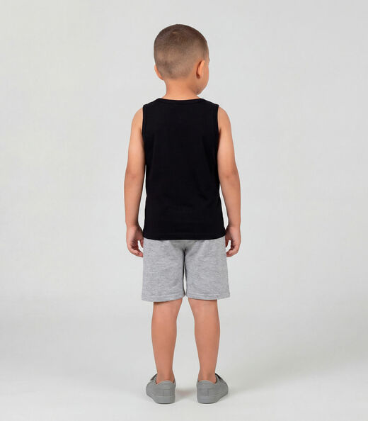 Conjunto Infantil Regata Machão Com Estampa Preto