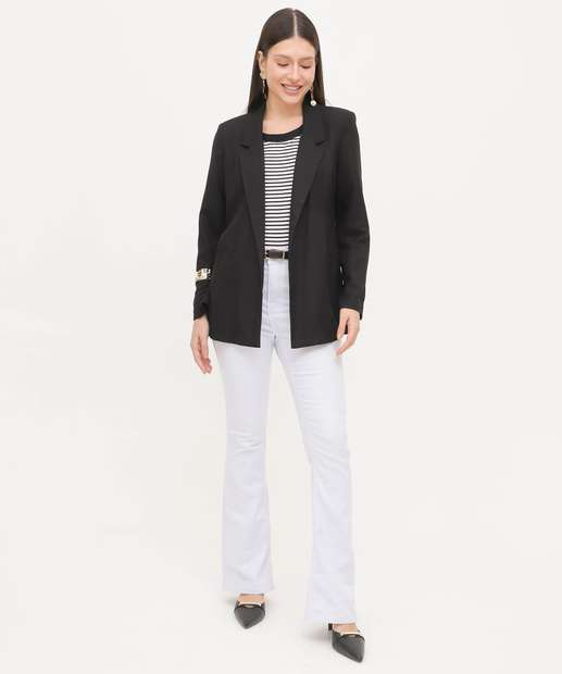 Image_Calça Boot Cut Feminina Sarja Cintura Alta