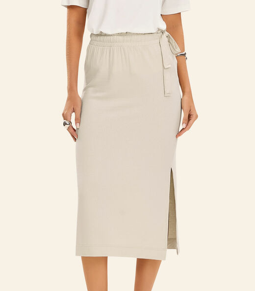 Saia Super Midi Visco Maquinetada Rovitex Bege