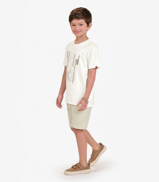 Conjunto Camiseta com Bermuda Menino Trick Nick Bege