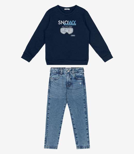 Conjunto Blusão Com Calça Jeans Trick Nick Azul