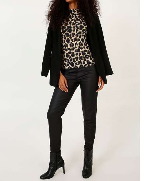 Blusa Regata Feminina Animal Print Gola Alta Marisa  