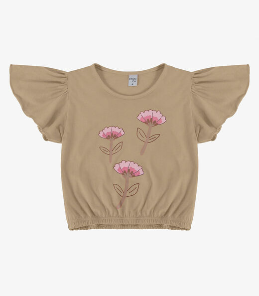 Blusa Infantil Manga Curta Infinita Cor Rosa