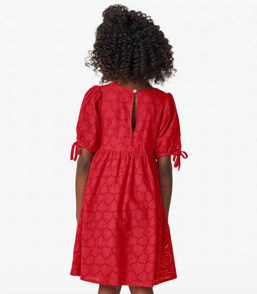 Vestido em Laise Corações e Viscose Khy Trick Nick Vermelho