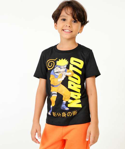 Camiseta Infantil Manga Curta Naruto Tam 4 a 10  