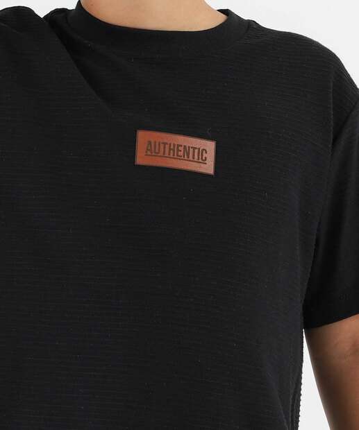 Camiseta Juvenil Textura Marisa Tam 10 a 16 Preto