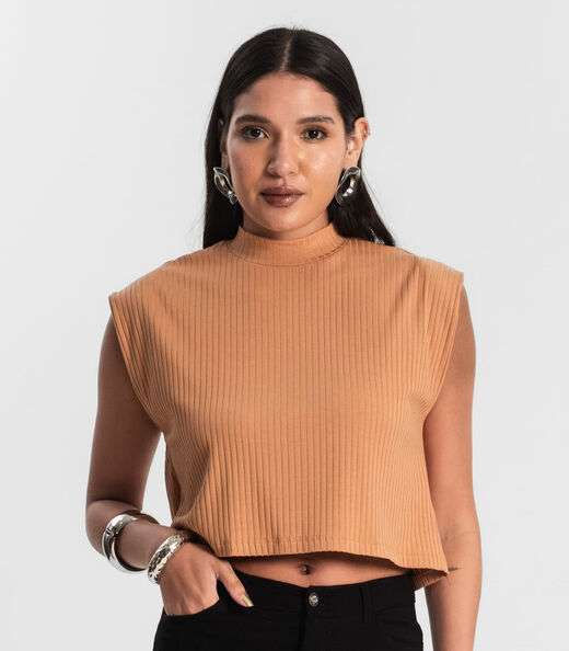 Blusa Feminina Canelada Rovitex Marrom