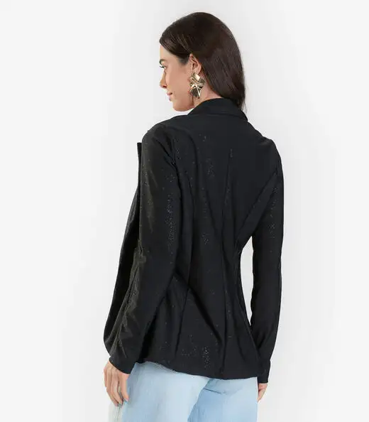 Blazer Feminino Poliamida Brilhos Autenticada Preto