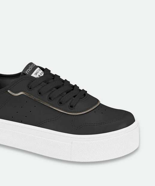 Tênis Casual Feminino Recorte Moleca Preto