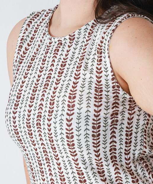 Blusa Plus Size Feminina Estampada Marisa Off White