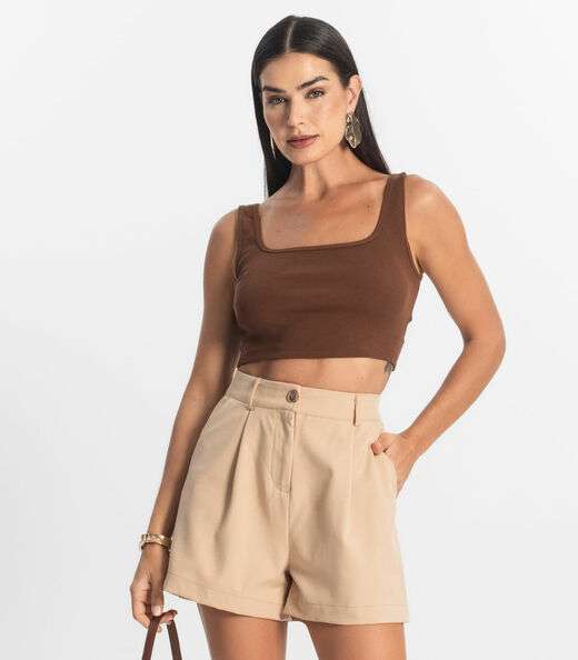 Top Básico Feminino em Ribana Rovitex Marrom