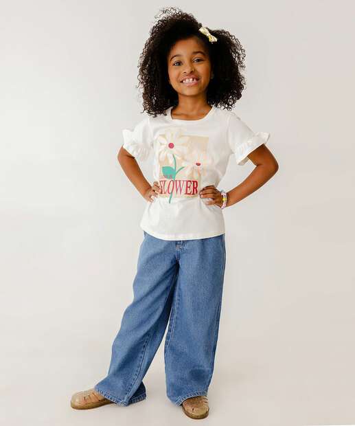 Blusa Infantil Estampa Frontal Manga Curta Marisa Tam 4 a 10
