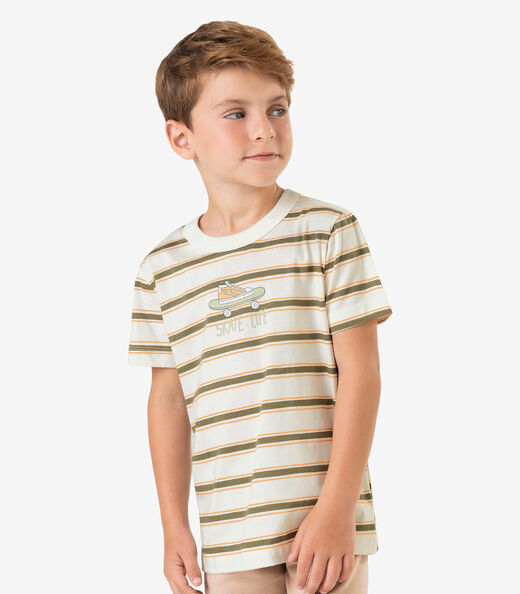 Camiseta Infantil Meia Malha Rovi Kids Bege
