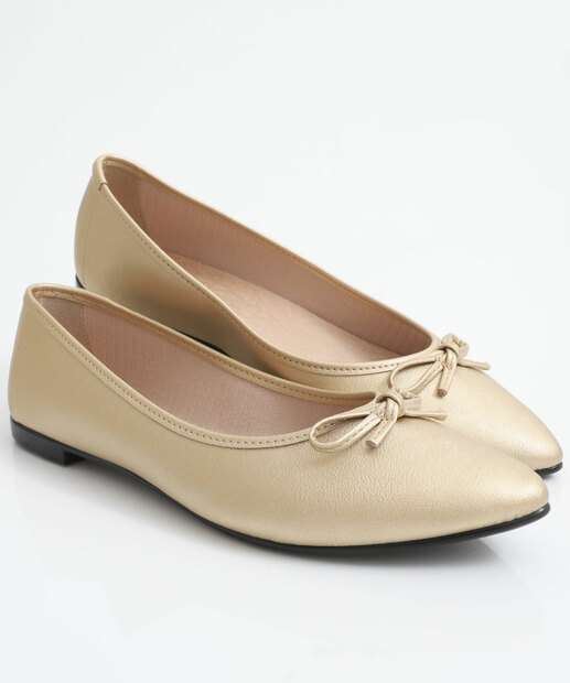 Sapatilha Feminina Bico Fino Metalizada Moleca Dourado