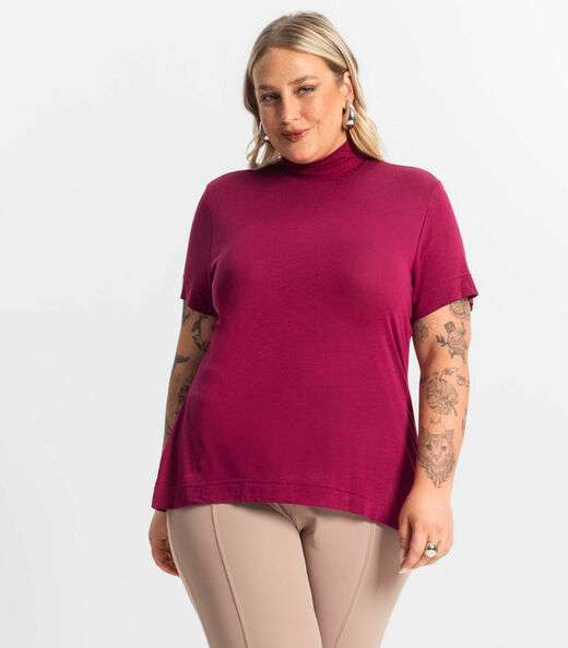Image_Blusa Gola Alta Feminina Plus Size Secret Glam Vermelho