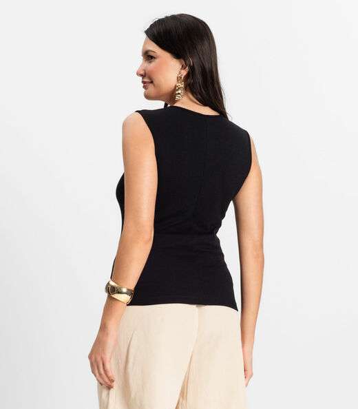 Regata Feminina em Ribana de Viscose Rovitex Preto