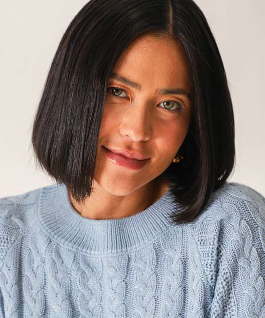 Suéter Feminino Trançado Textura Marisa Azul