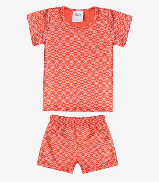 Conjunto Menina Infantil Blusa Com Short Select Laranja