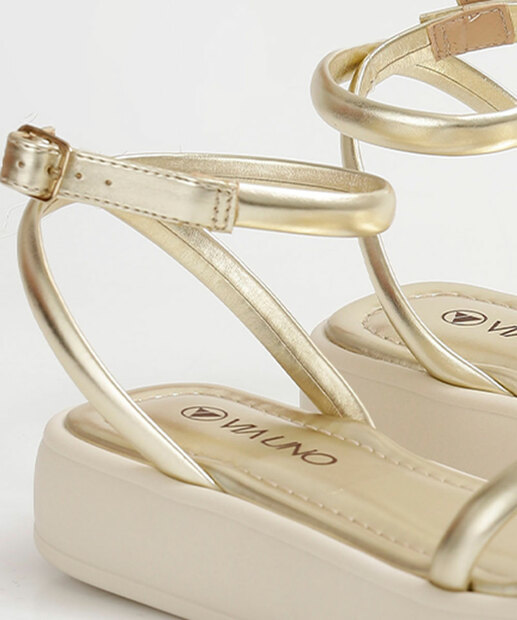 Sandália Flatform Feminina Metalizada Via Uno
