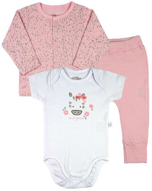 Image_Conjunto Bebe Menina Suedine Estampado e Suedine Liso Zebrinha - Rosa