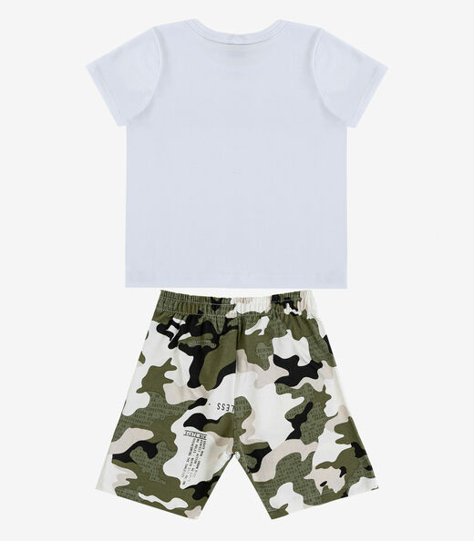 Conjunto Infantil Camiseta e Bermuda Select Bege