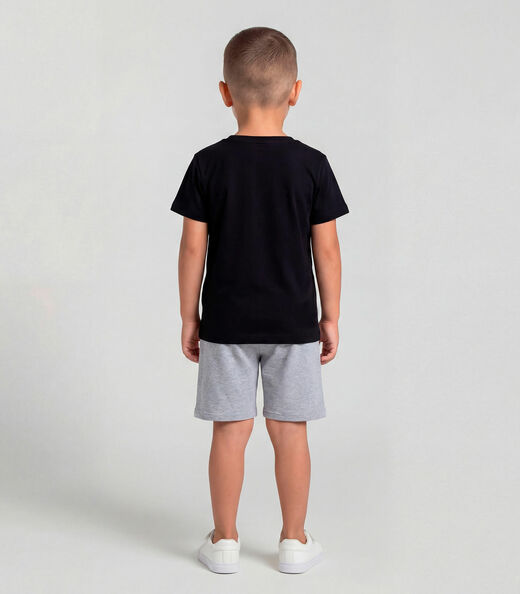 Conjunto Infantil Masculino Com Estampa Localizada Preto