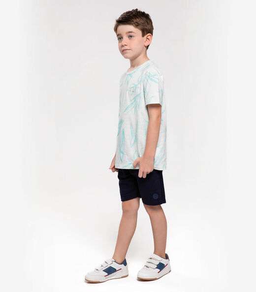 Bermuda Infantil Masculina Em Moletom Trick Nick Azul