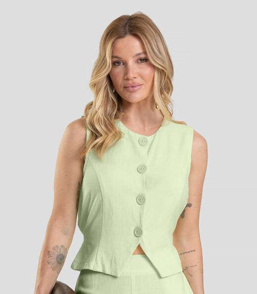 Image_Colete Feminino em Tecido Linho Dianna Verde