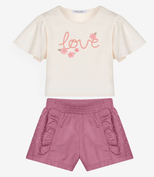 Conjunto Feminino Blusa Com Shorts Trick Nick Bege