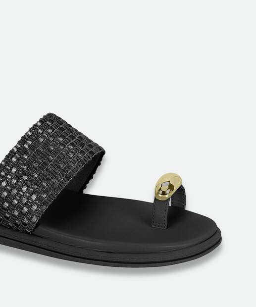 Rasteirinha Feminina Metalizada Beira Rio Preto